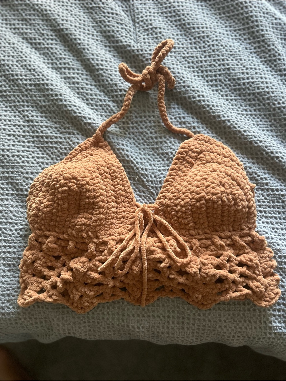 Handmade Crochet Bralette Top in Warm Clay